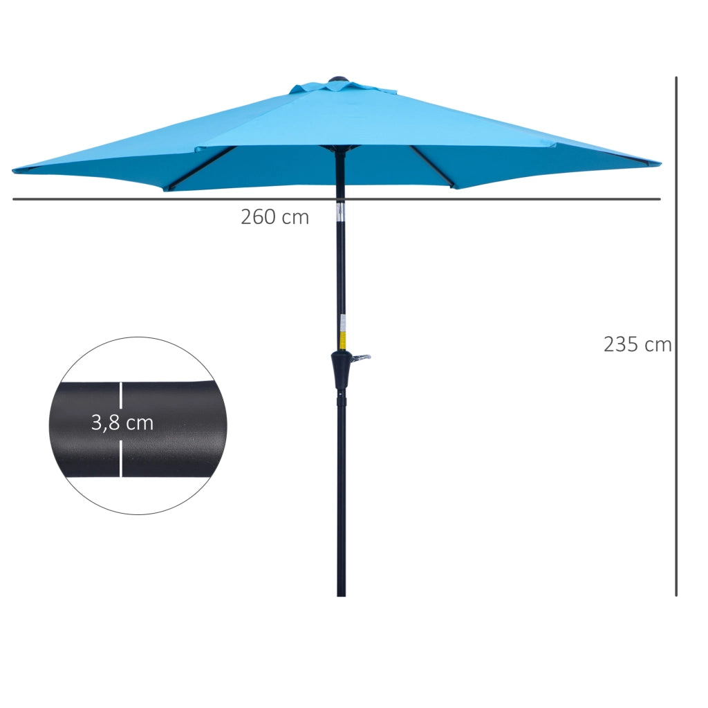 Ombrellone da Giardino ¨C zephmum ¨C Azzurro, Aluminio, ?260x235 cm