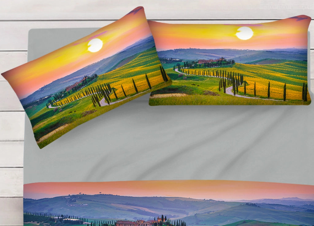 Lenzuola Copriletto Letto Sogni D'oro 100% Cotone Disegno Tuscany 65 - Piazza E Mezza - Tuscany 65