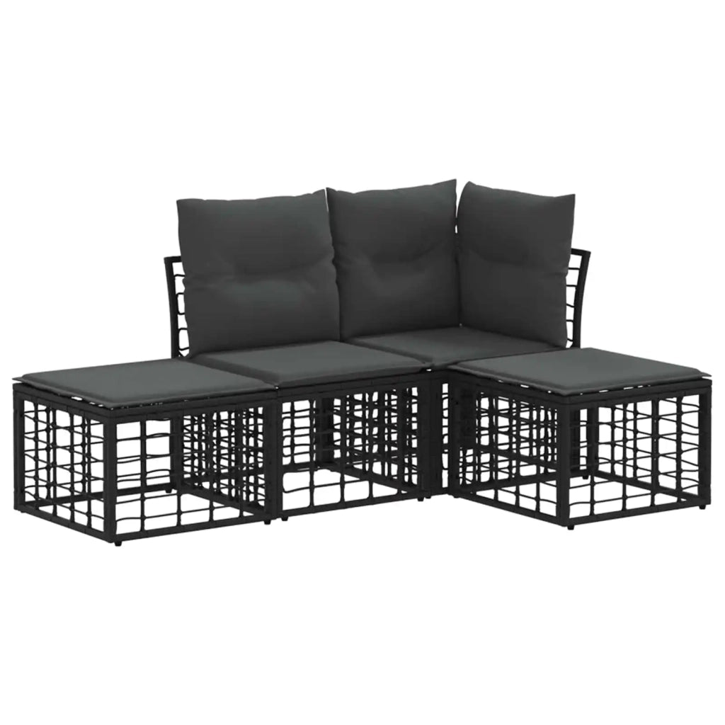 Set di divani da esterno | Set Salotto da Giardino Nero Poliestere