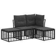 Set di divani da esterno | Set Salotto da Giardino Nero Poliestere