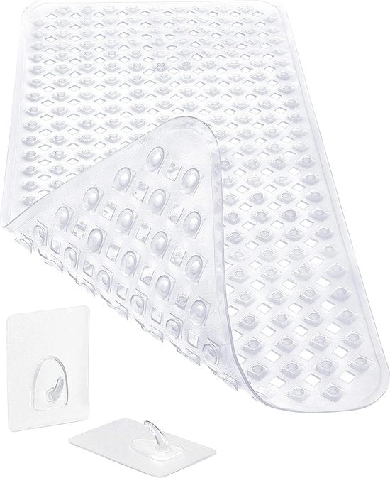 Mat antiscivolo per doccia o bagno con ganci di fissaggio
