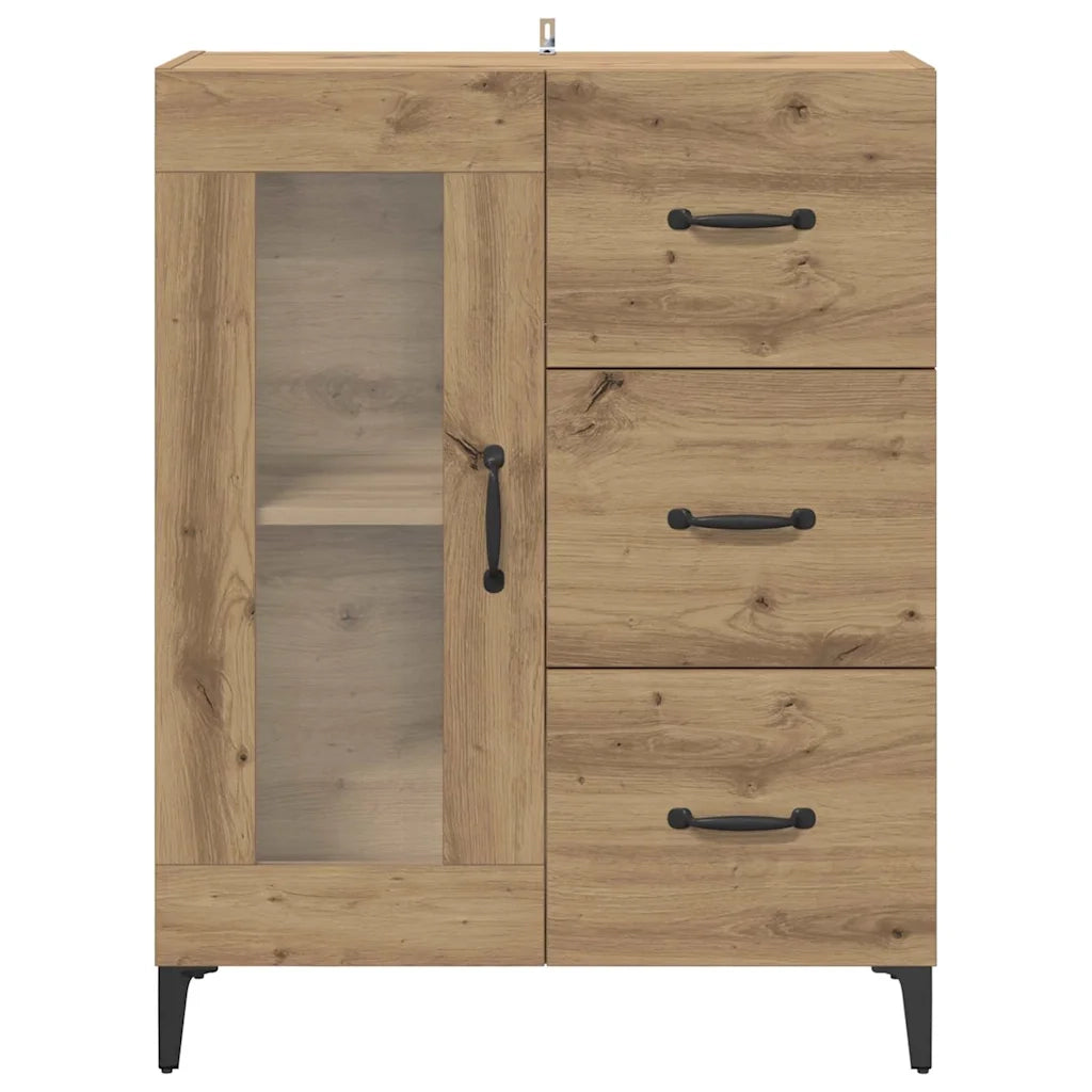 Credenza con Cassetto-Buffet-Armadio da cucina Rovere artigianale 69,5 x 34 x 90 cm 237434