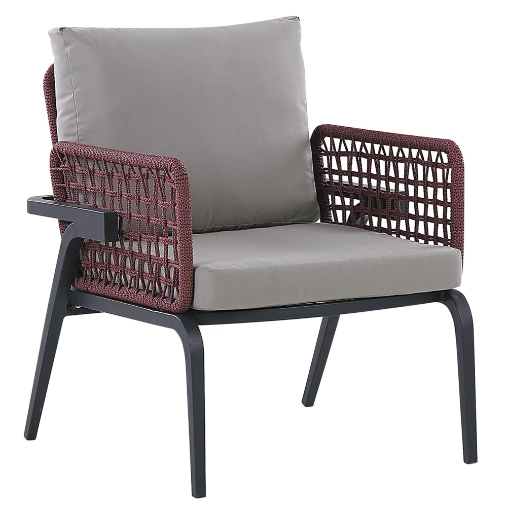 Set Divano da Esterno Grigio per 4 Persone Struttura in Alluminio Divano Poltrone con Cuscini in Tessuto Tavolino Design Moderno