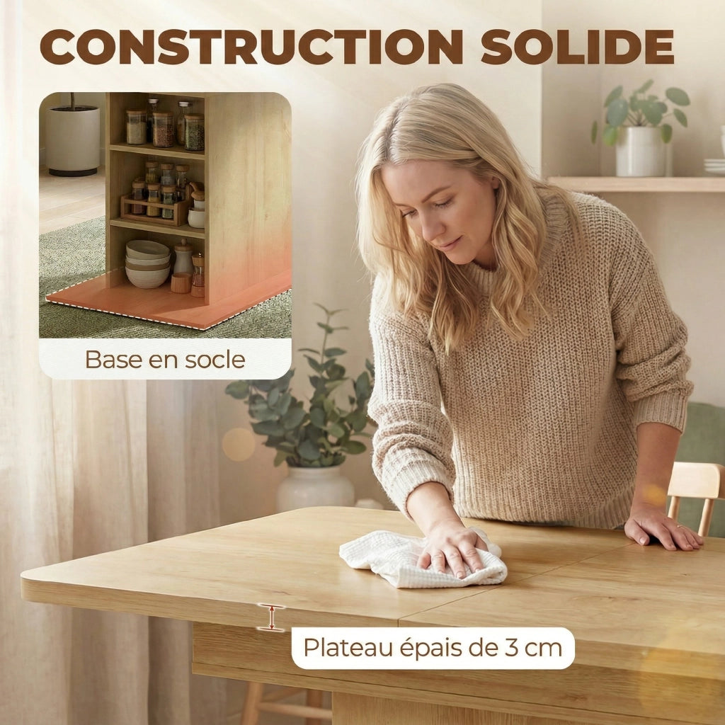 Tavolo da pranzo allungabile rettangolare per 4-6 persone ¨C zephmum ¨C legno naturale 110-130 cm