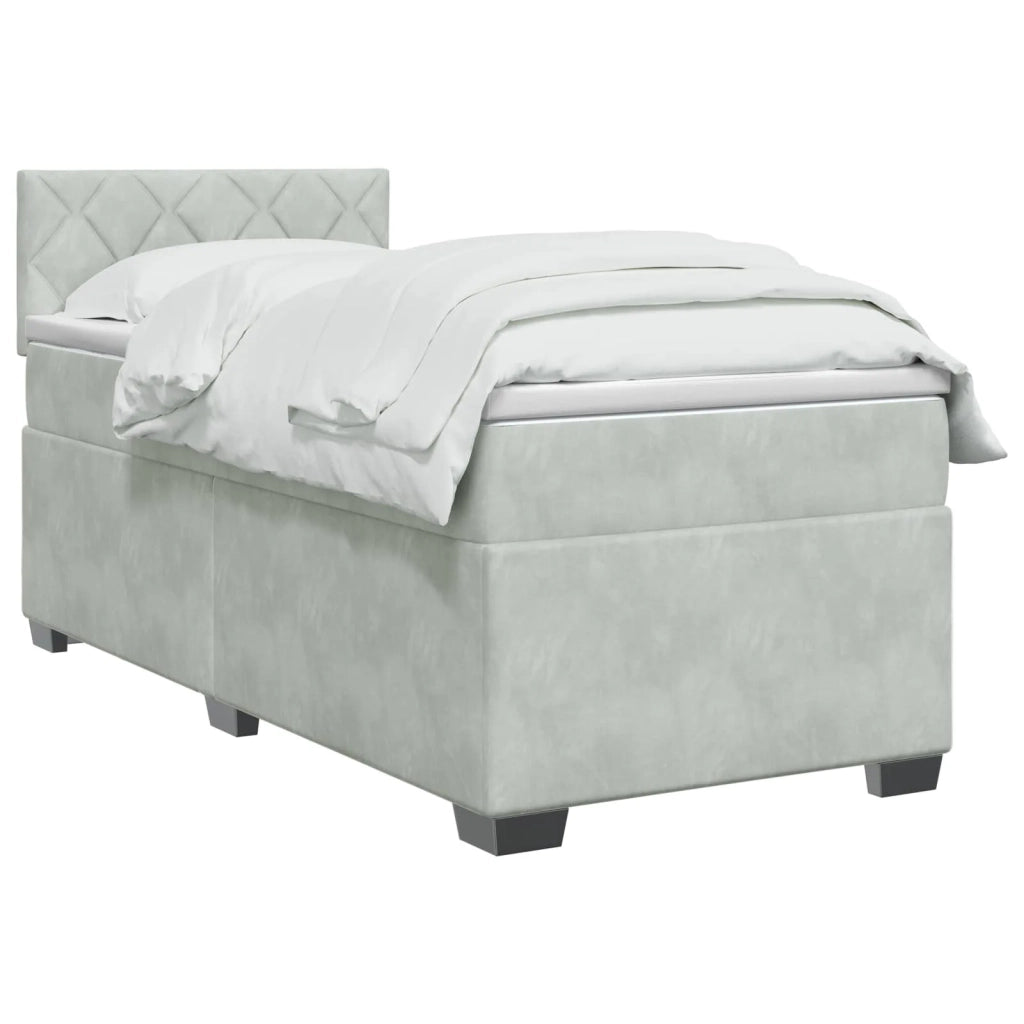 Letto box spring con materasso Grigio Chiaro 90 x 190 cm 3450798