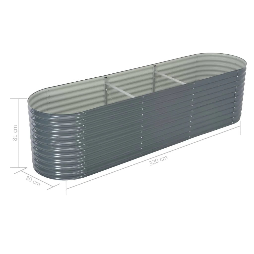 Fioriera rialzata per piante e fiori giardino 320 x 80 x 81 cm acciaio zincato grigio 02_0001048