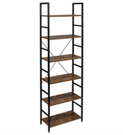 Cassettiere con 6 Ripiani - Compressore - Comparto per Parete - Ladder - in Noce / Nero 60x28x180 cm