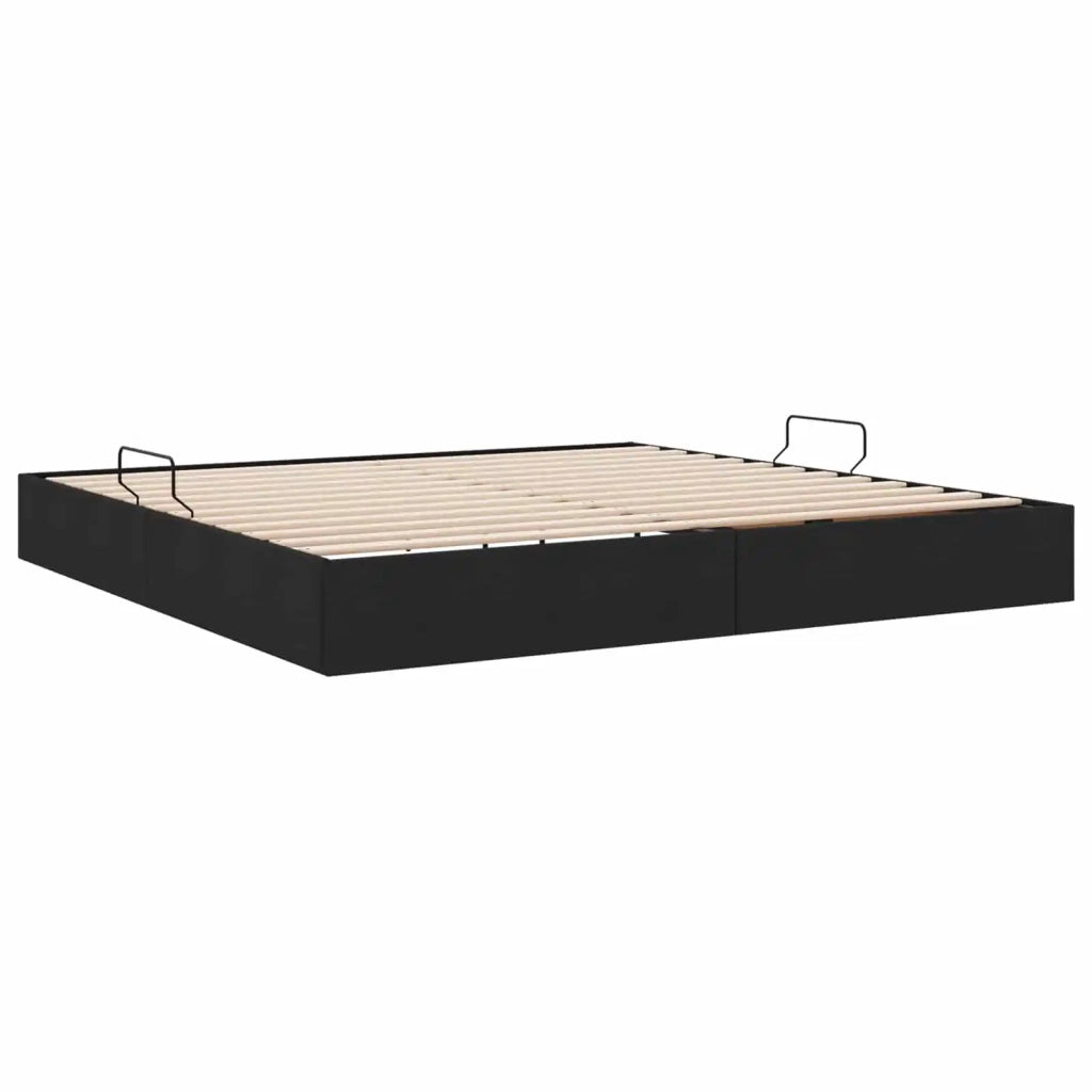 Letto ottomano con archiviazione Nero 200 x 200 cm Tessuto 3442846
