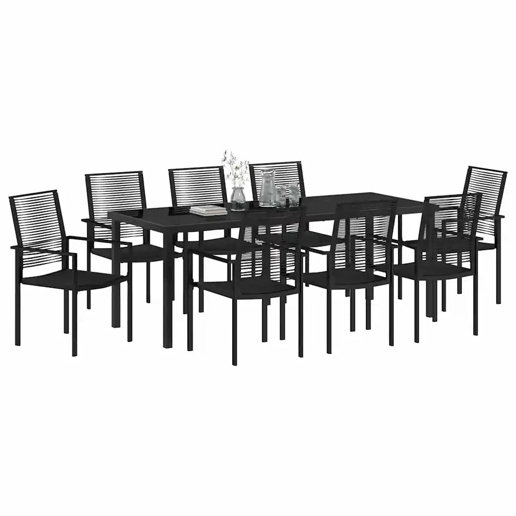 Set da Pranzo per Giardino 9 pcs Nero 3379169