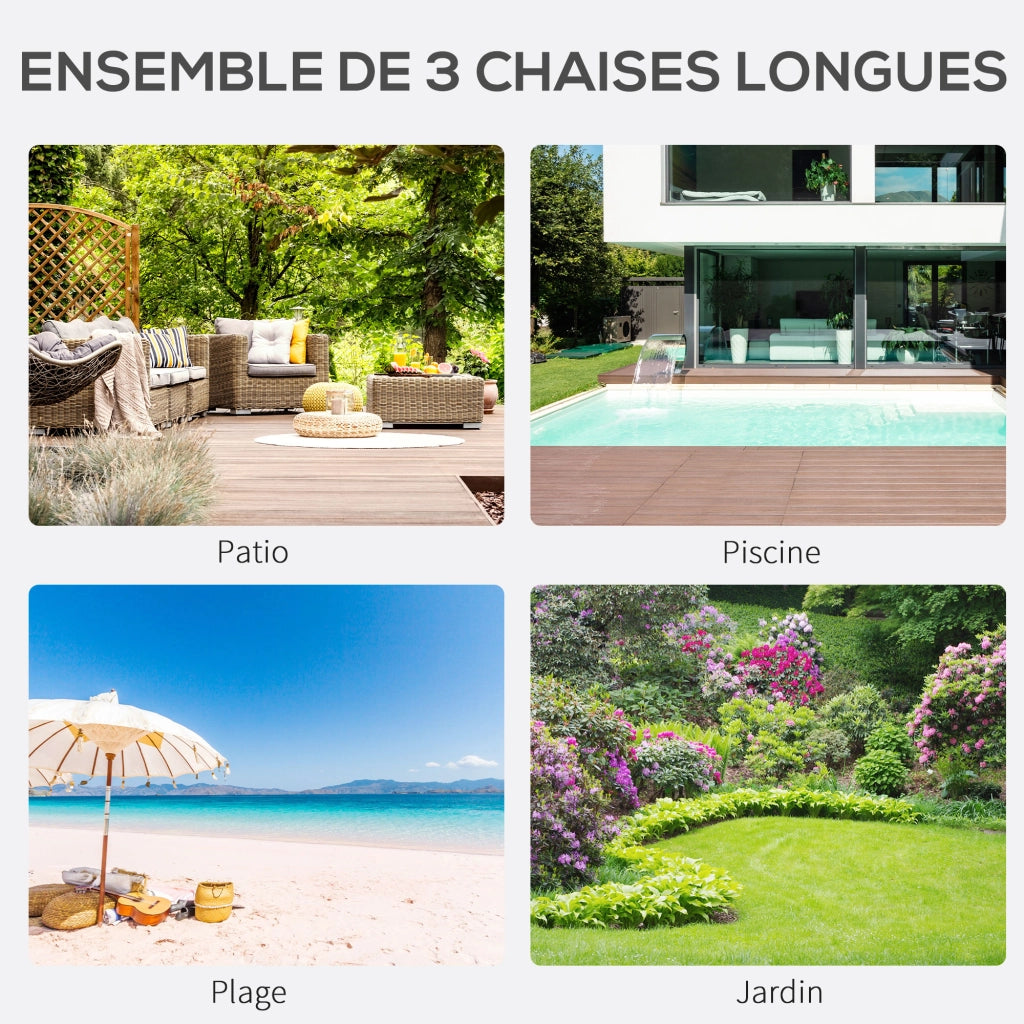 Set da giardino con 2 chaise longue e tavolino ¨C Minimal ¨C nero, tessuto textilene, metallo, vetro temperato