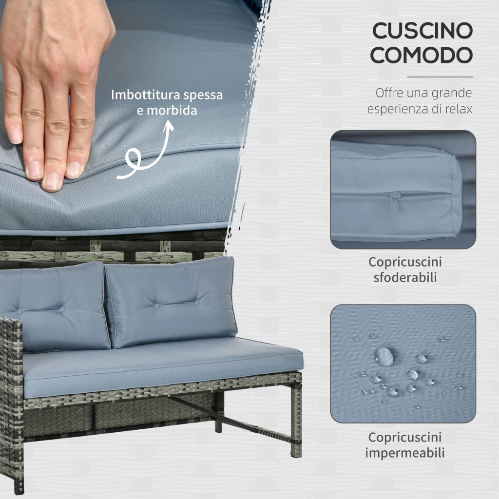 Set Salotto da Giardino ¨C Zephmum ¨C Grigio, Polyrattan, con Cuscini