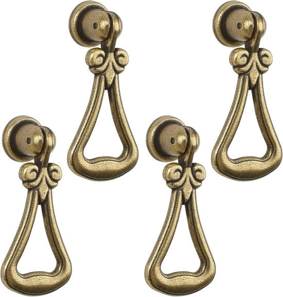 Set di grucce da appendere vintage in stile cut-out da 4 a forma di triangolo lungo - verde bronzo - maniglie per armadi, armadi a muro e ante
