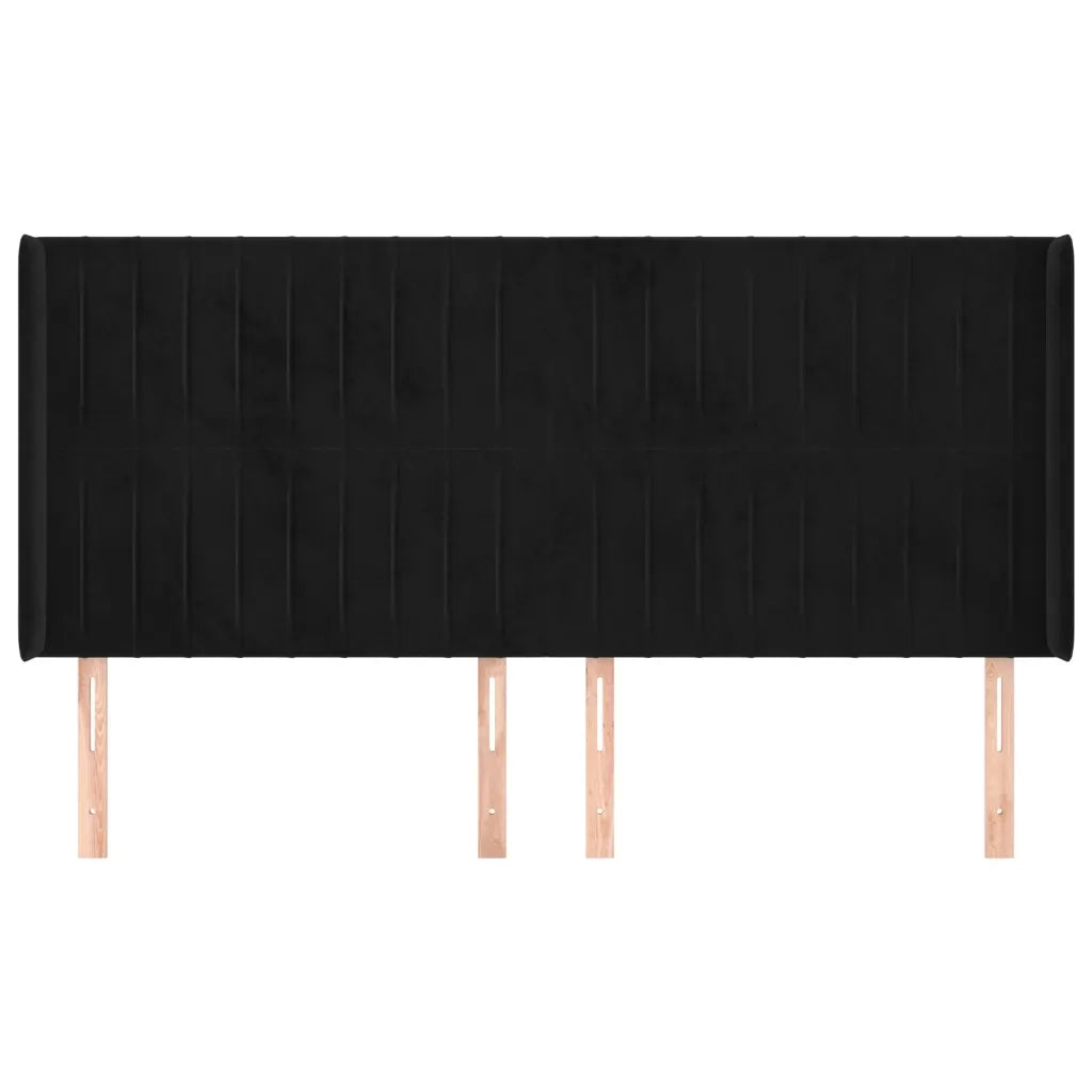 Testiera ad Orecchio Nera 203x16x118/128 cm in Velluto 3119886