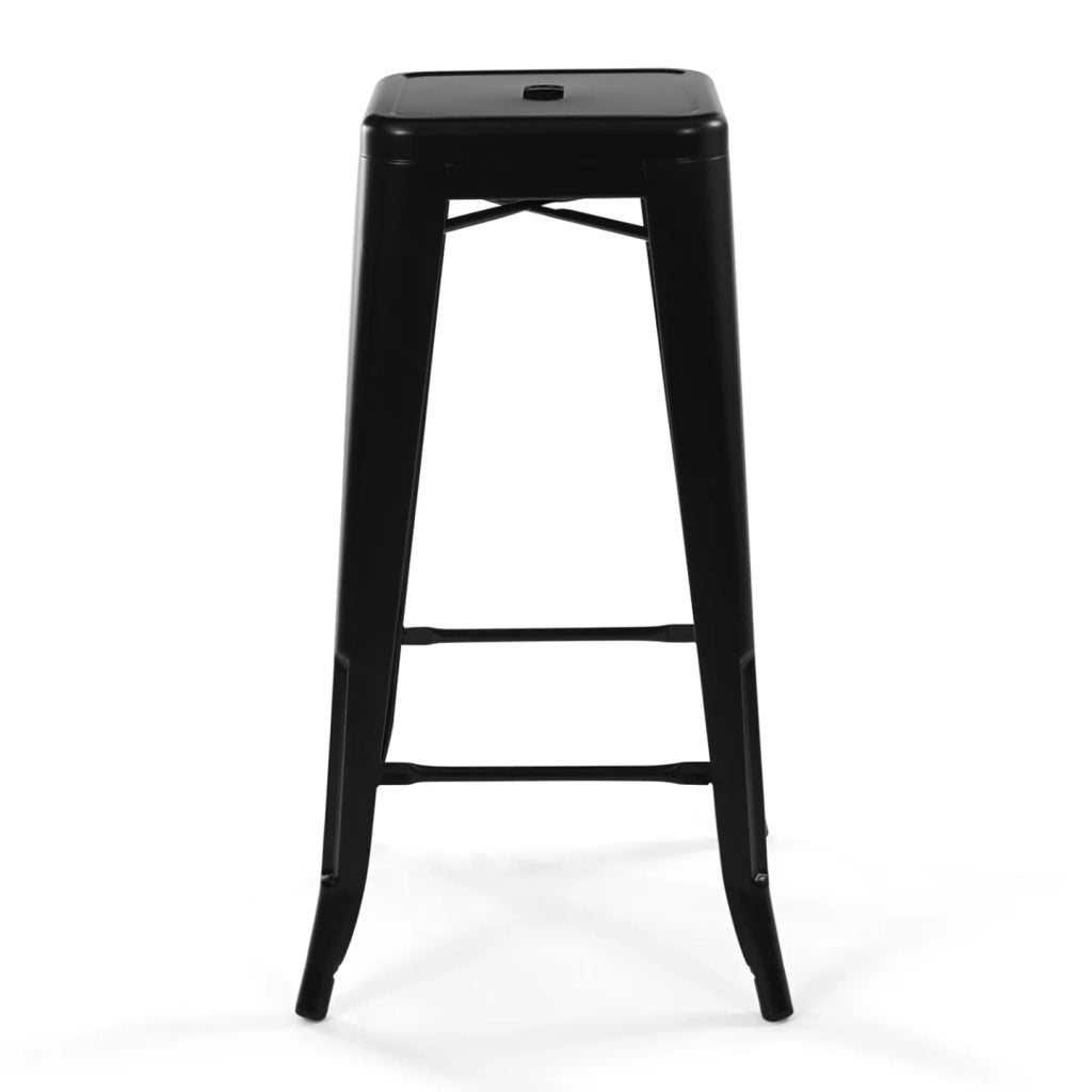 IDMarket - Set di 4 sgabelli da bar LENY in metallo nero opaco impilabili con aspetto grezzo di fabbrica