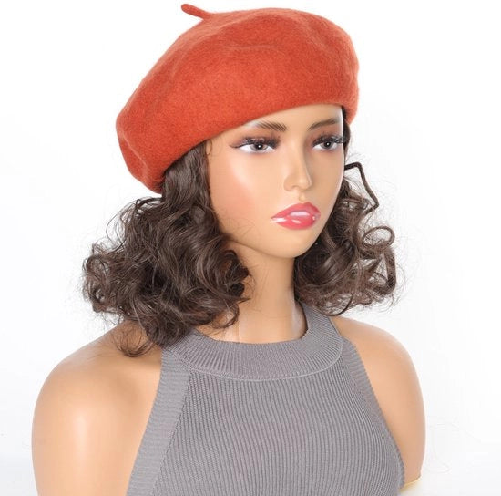Parrucca per donna, stile autunno-inverno, copertura totale del capo, capelli ricci corti, naturale e realistico.