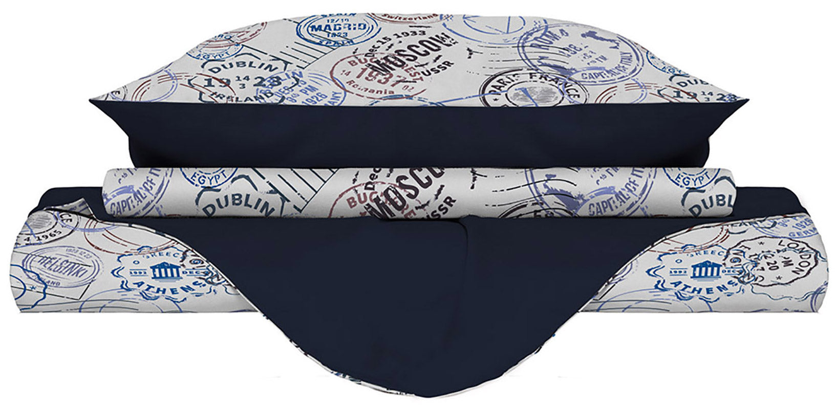 Copripiumino Singolo con Federe Stampato in Microfibra Travel Life