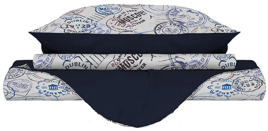 Copripiumino 1 Piazza e Mezzo con Federe Stampato in Microfibra Travel Life