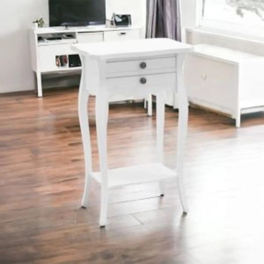 Porta telefono Comodino in legno Shabby chic mod francesino bianco