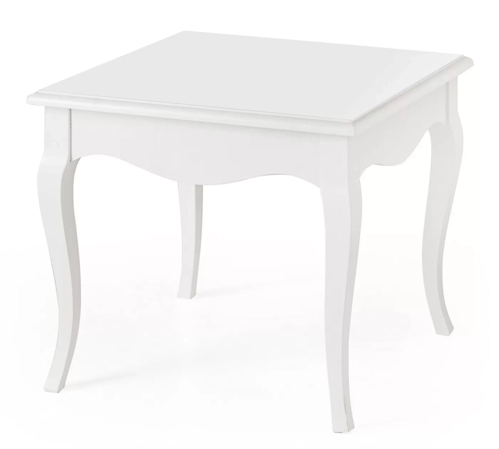 Tavolino classico quadrato legno bianco 50x50x45