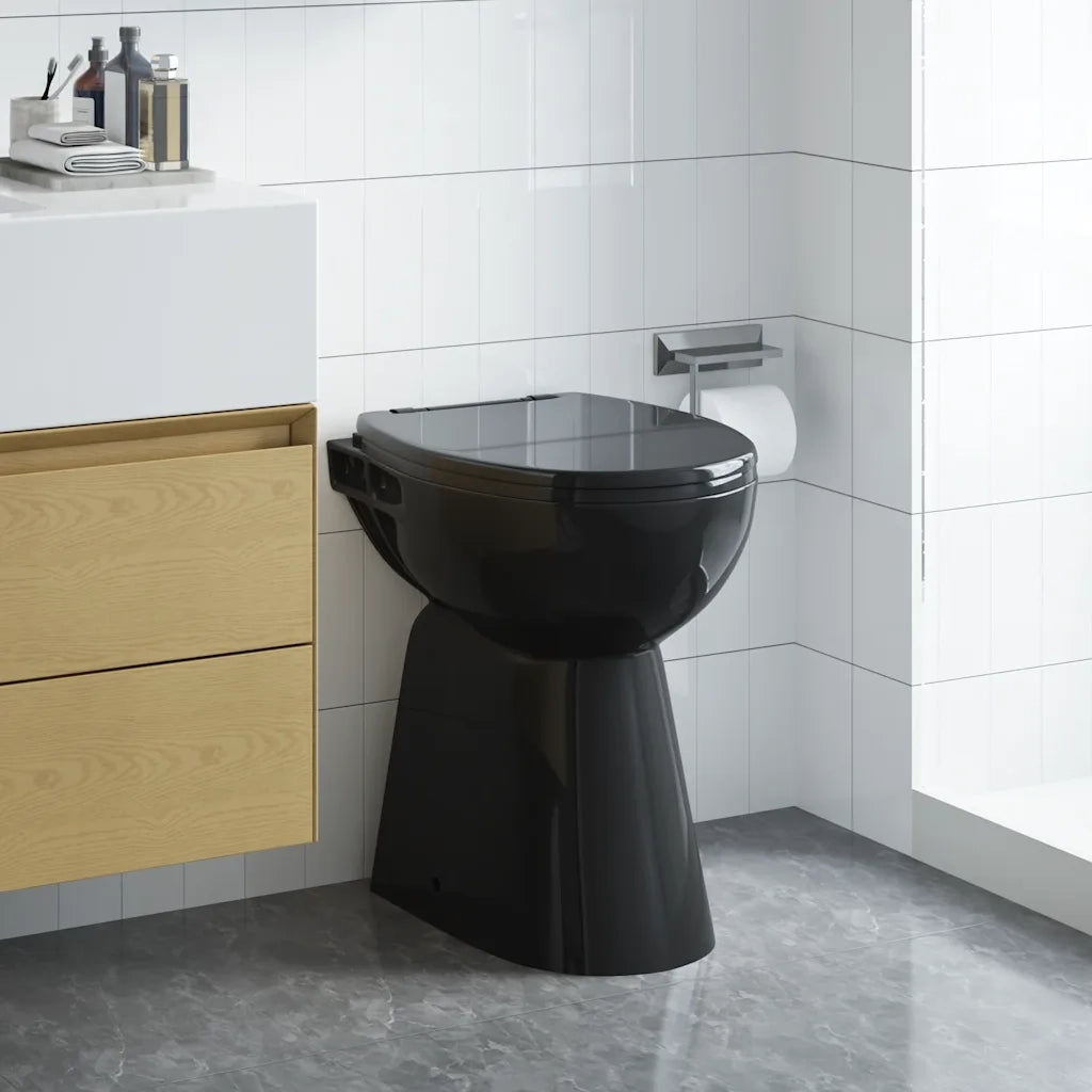 WC Senza Brida 7 cm Altezza Extra Chiusura Rallentata Ceramica Nera 145780