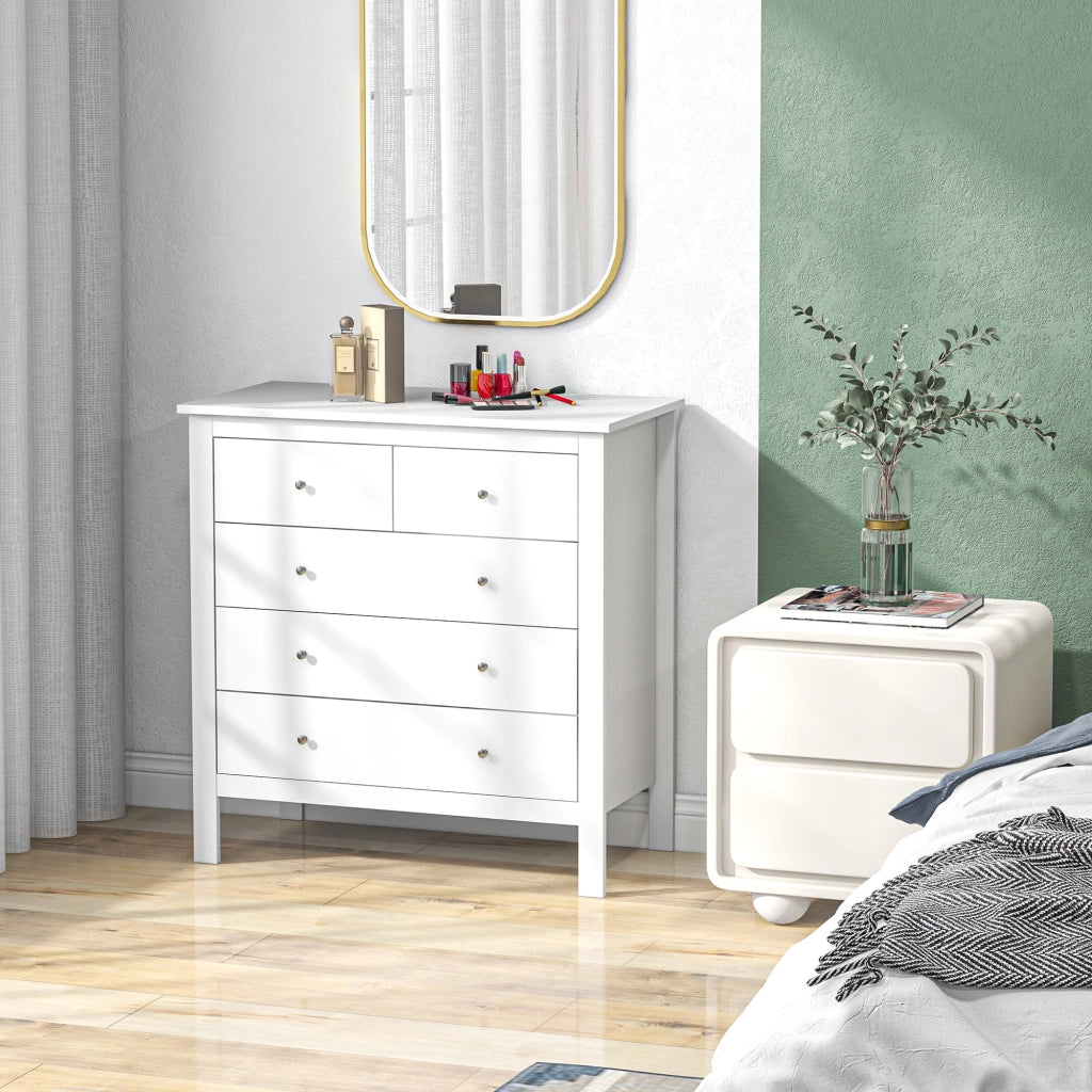 Cassettiera 5 Cassetti Legno ¨C zephmum ¨C Bianco 79x39.5x80.5 cm