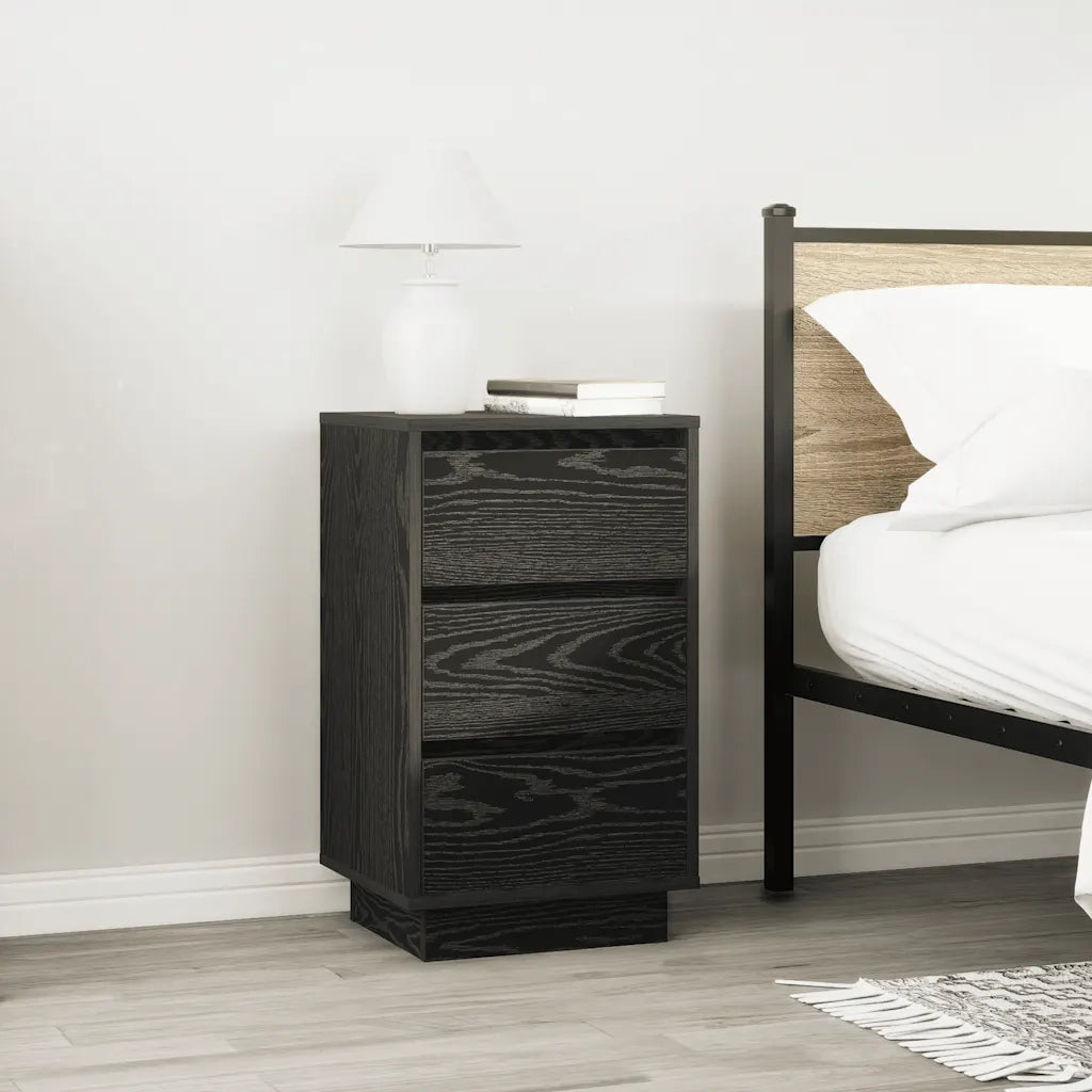 Comodino con Luci LED Nero 38x34x65 cm 861302