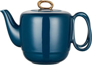 Pentola da tè in ceramica con filtro, set da tè con maniglia a spirale, ceramica per tè in polvere, 1000 ml pentola da tè lussuosa in ceramica blu marino con coperchio dorato