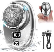 Scheermacchina portatile mini elettrica con anello in alluminio e display LED Adatta per uomini, ricaricabile via USB, impermeabile, scheermacchina elettrica portatile, facile da usare, con un solo tocco del pulsante