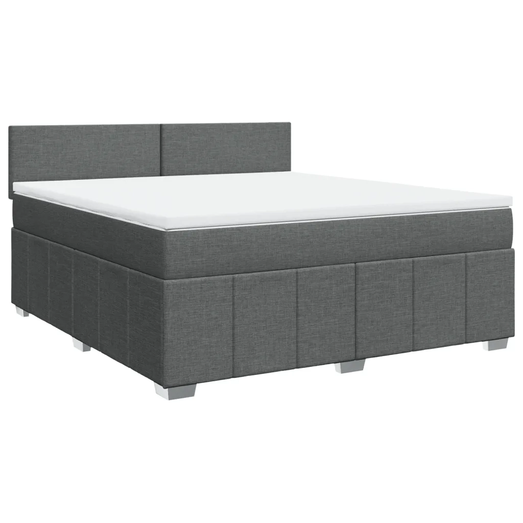 Giroletto a Molle con Materasso Grigio Scuro 180x200 cm Tessuto