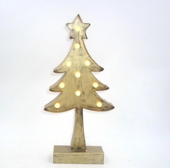 Albero di Natale in metallo con mini Led luminoso 28 cm