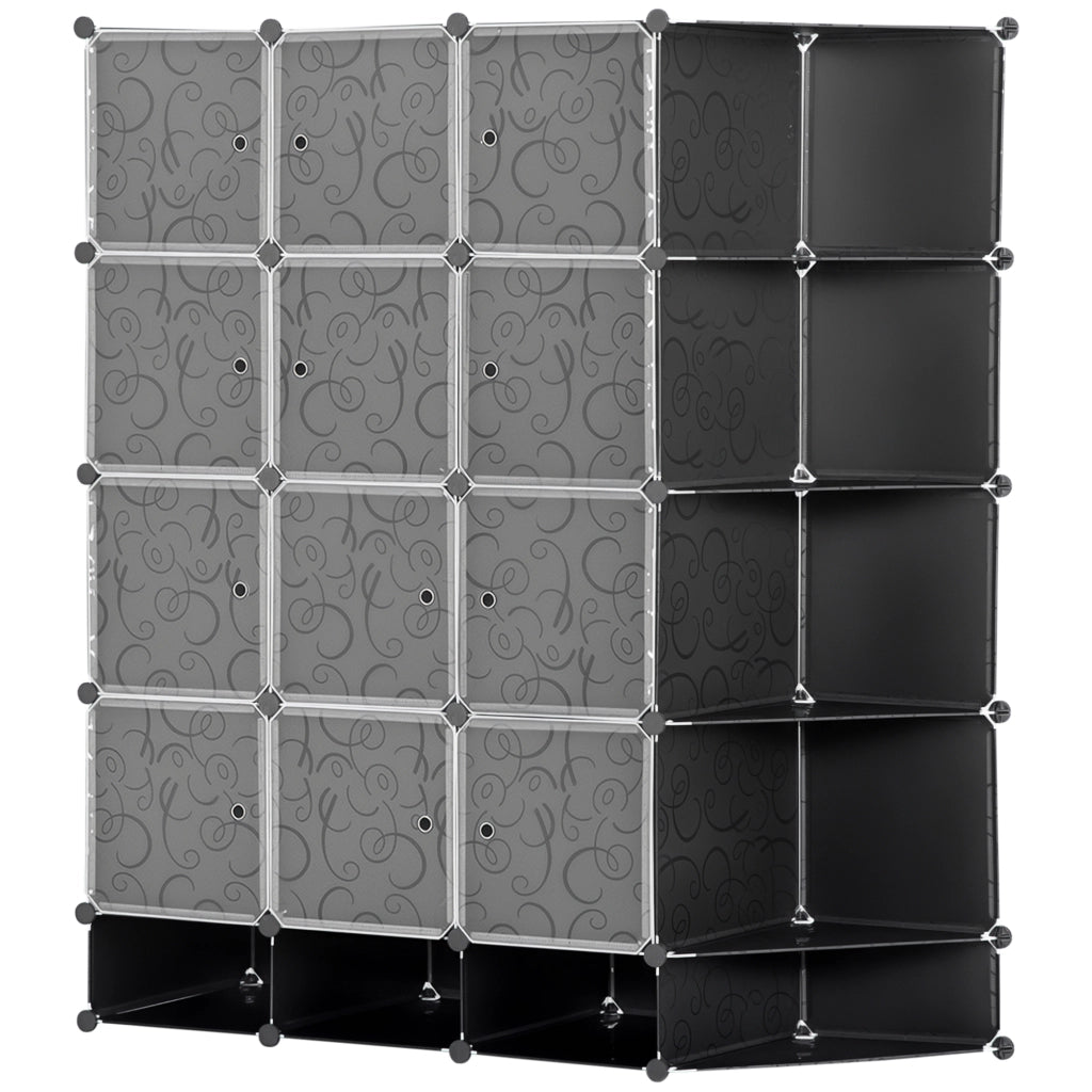 Armadio Portatile con Compartimenti e Appendiabiti ¨C zephmum ¨C Nero e Bianco 60x40x160
