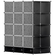 Armadio Portatile con Compartimenti e Appendiabiti ¨C zephmum ¨C Nero e Bianco 60x40x160