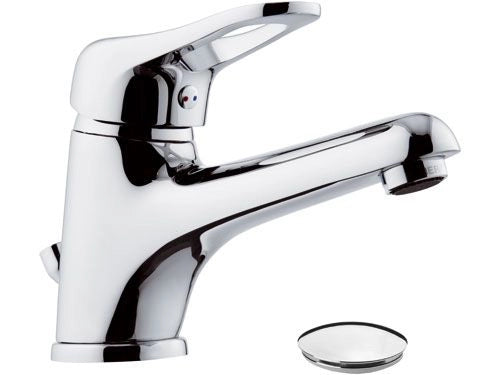 Rubinetto lavabo con scarico in plastica e bocca lunga - serie kiss