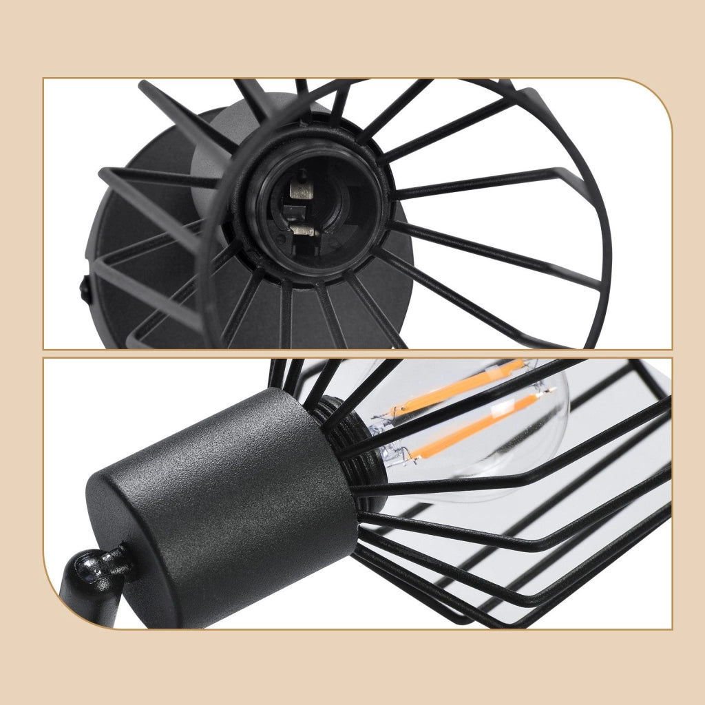 ZMH Lampada da soffitto E14 metallo nero orientabile 350° stile industriale per corridoio soggiorno anche parete