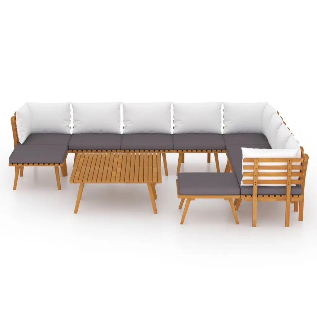 Set Divani da Giardino 12 pz con Cuscini in Massello di Acacia 3087021