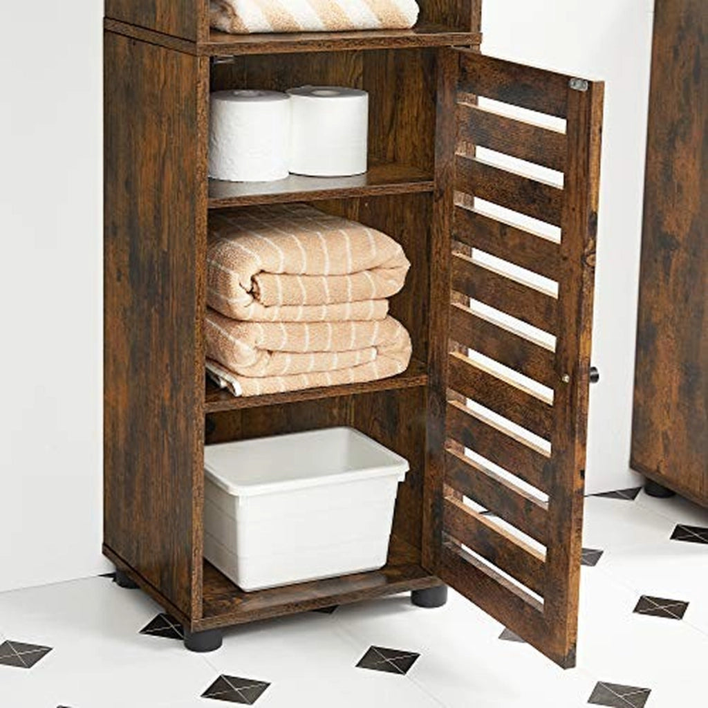 Colonna Bagno Loft in Legno Rustico con Ante a Persiana