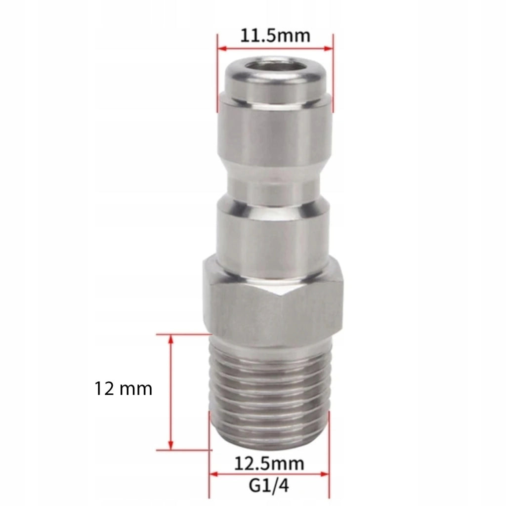Adattatore Rapido G1/4-L12 – Filettatura 1/4" (12 mm) | Acciaio Inox | Per Lance, Schiumogeni, Ugelli, Idropulitrici