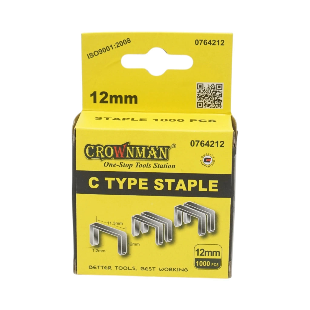 Punti metallici tipo C 1,2x11,3x12mm 1000 pezzi/set Crownman