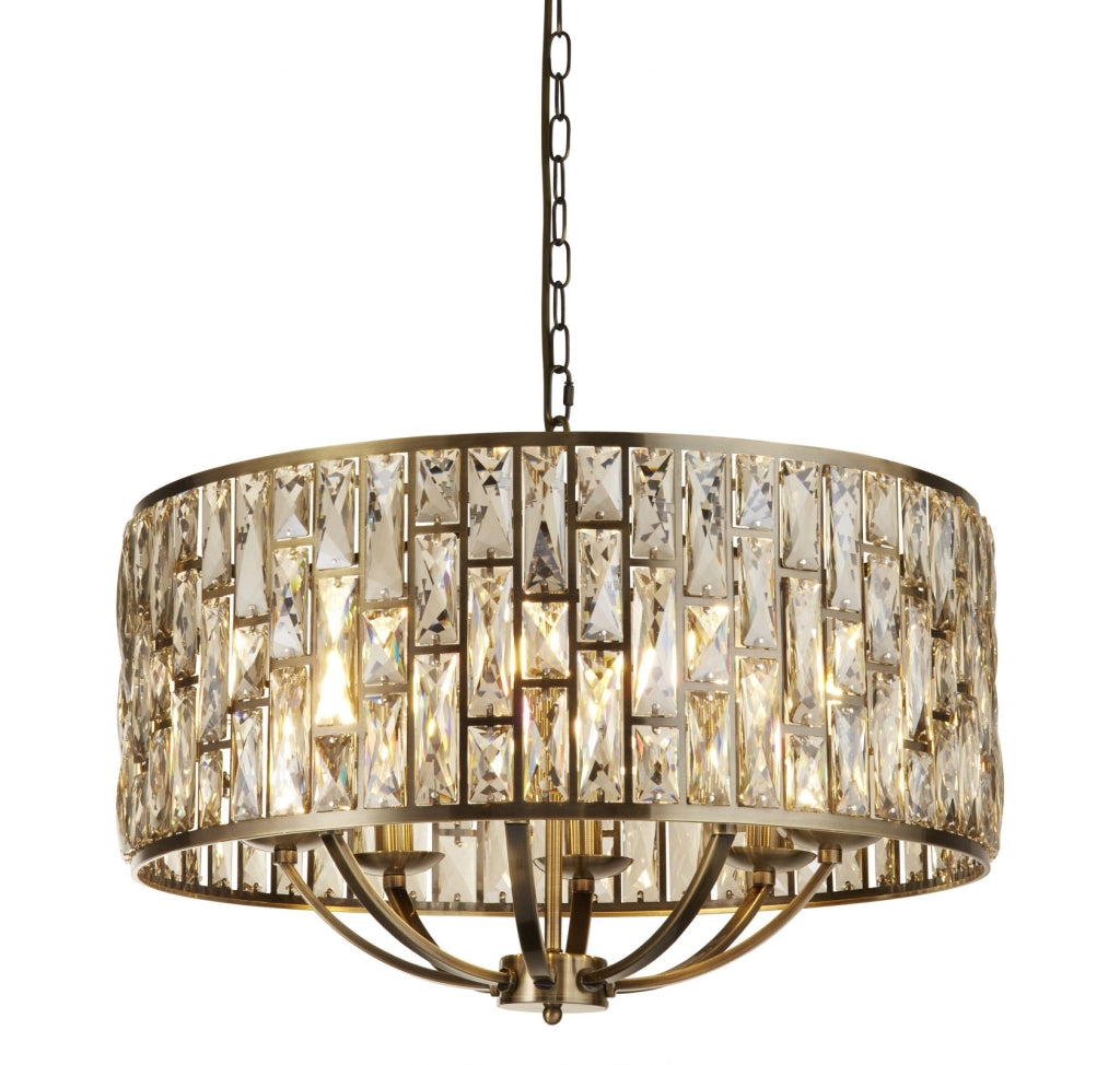 Lampada a sospensione Bijou da 8 litri - metallo in ottone anticato e bicchiere di champagne
