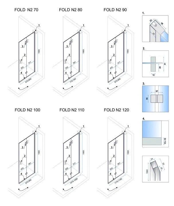 Cabina Doccia Pieghevole Rea Fold N2 Modulare 70x100