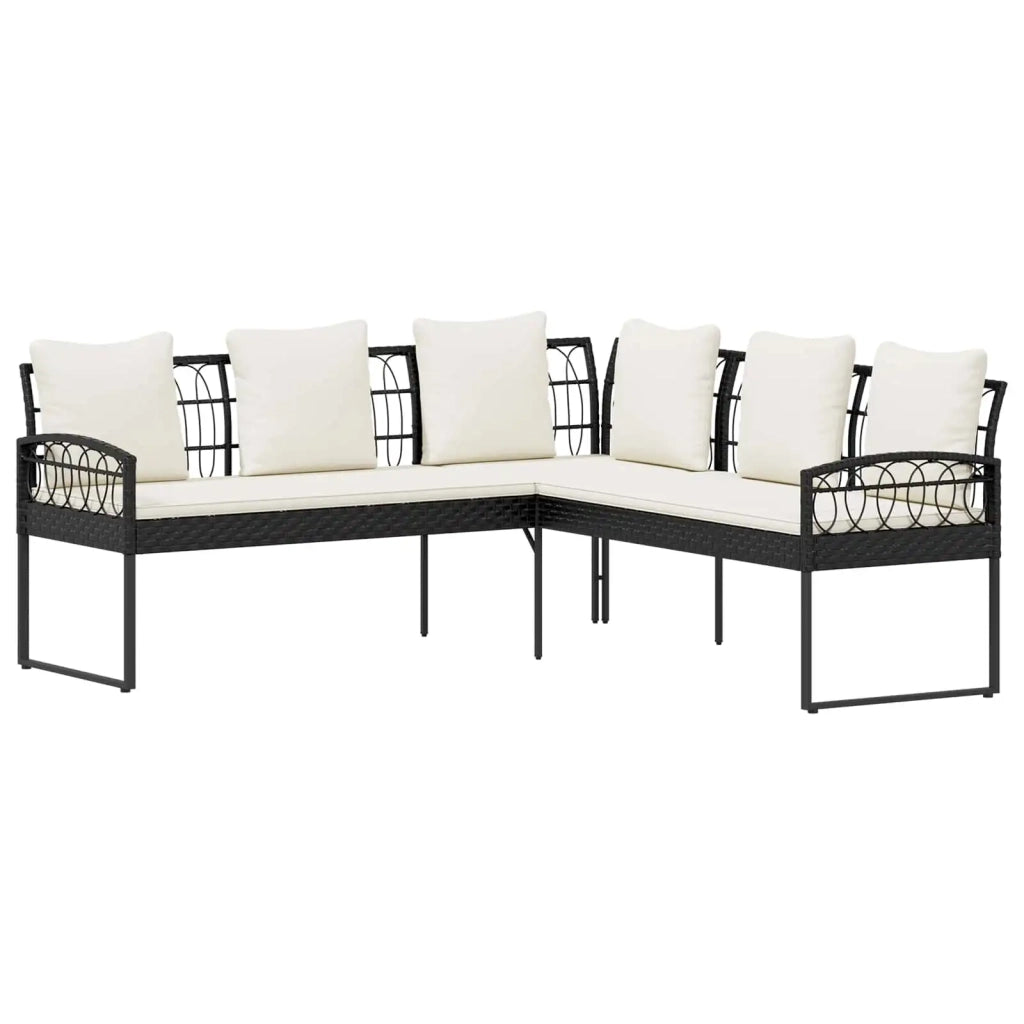 Set Divano da Giardino 2 pz Nero e Crema 42026820