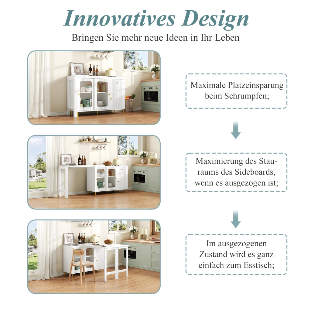 MADIA Allungabile 116x40 cm Bianco MDF con piano apribile