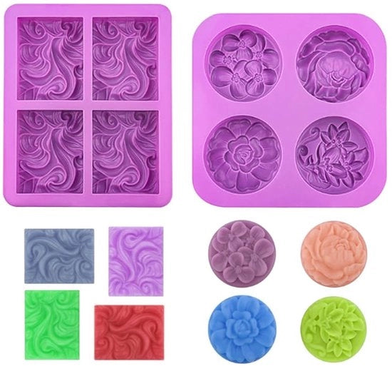 Forme per biscotti in silicone da 2 pezzi - Forma rotonda a fiore 6,8 x 2,5 cm - Forma quadrata a golf 7,1 x 5,6 x 3 cm - Riciclabile - Campo di temperatura -30 °C a 240 °C - Forma per forno