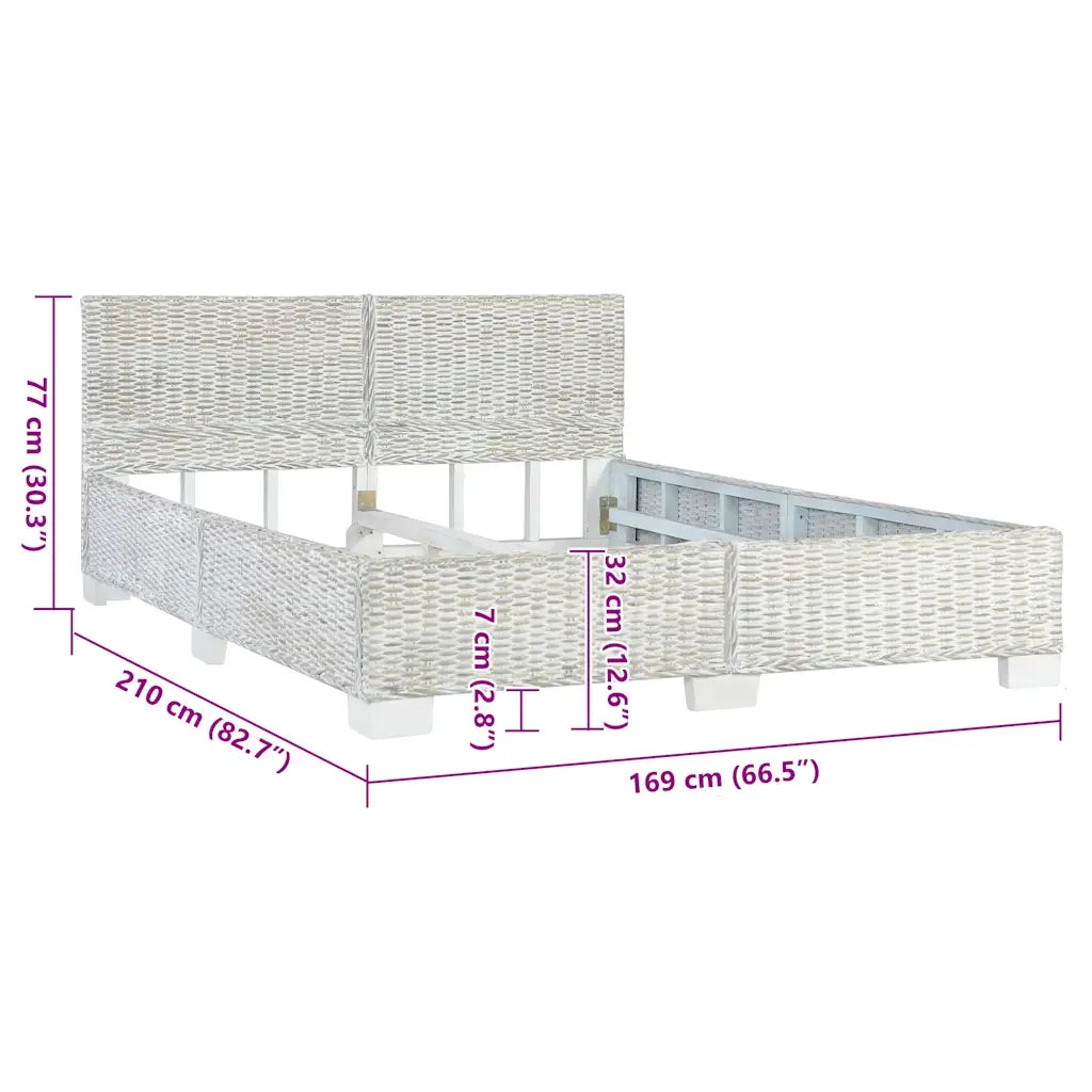 Giroletto-Struttura Letto Grigio in Rattan Naturale 160x200 cm