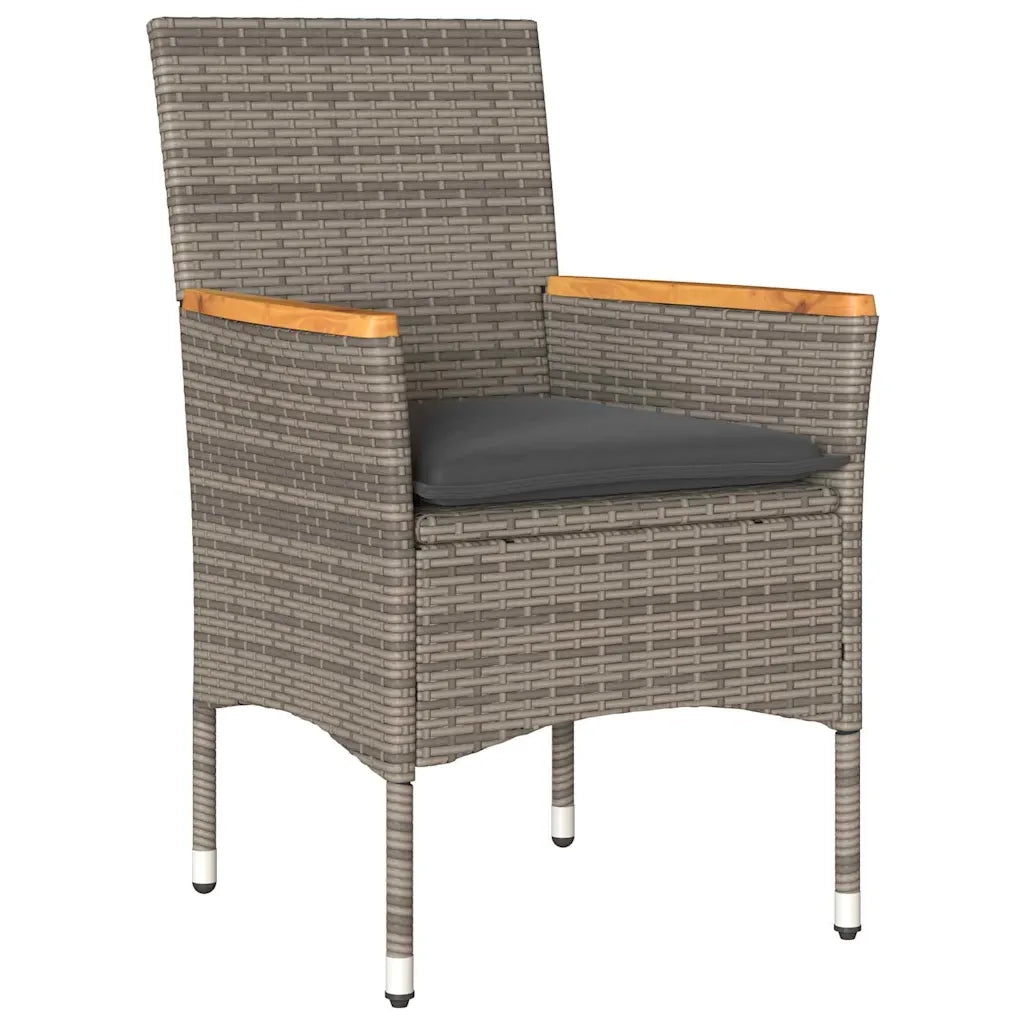 Set da Pranzo per Giardino con cuscino 7 pcs Grigio polyrattan