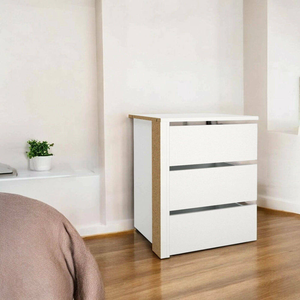 Cassettiera Giacarta, Settimino multiuso, Comò camera da letto, Mobile con cassetti, 57x55 h70 cm, Bianco