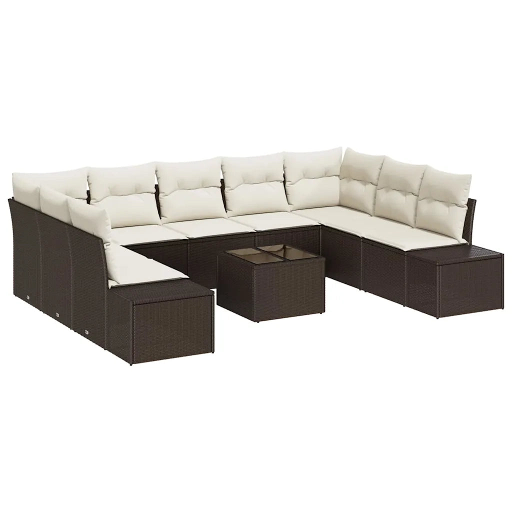 Set Divano da Giardino con cuscino 10 pcs Marrone polyrattan 3347228