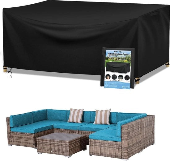Copertura per mobili da giardino, impermeabile, 420D Oxford, anti-UV, resistente alle scalfitture, pallet rettangolare, copertura per mobili, 200 x 200 x 85 cm