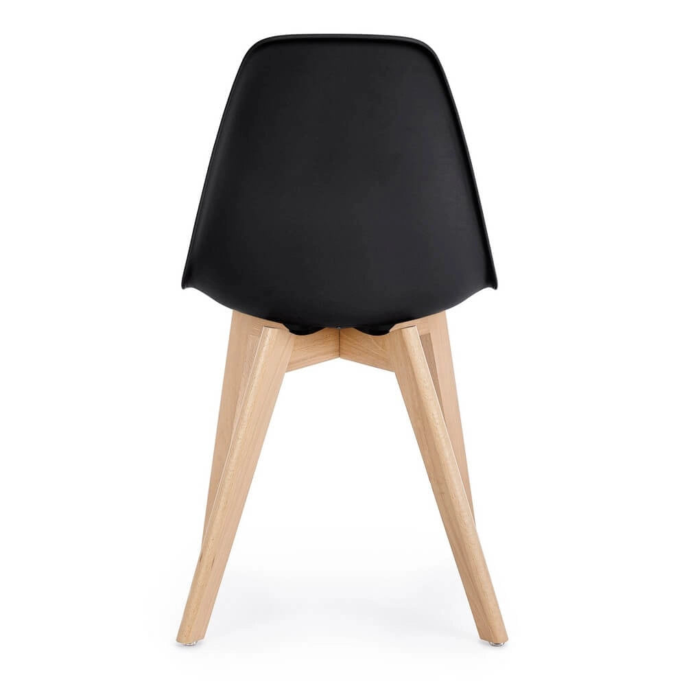 Set di 4 Sedie in Plastica con Gambe in Legno di Faggio Stile Nordico - JASMINE