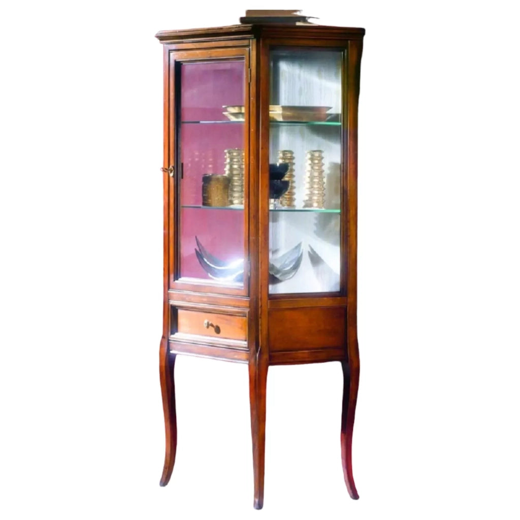 Vetrina classica in legno 1 porta 1 cassetto finitura bassano l.55 p.40 h.140 - Mobili 2G